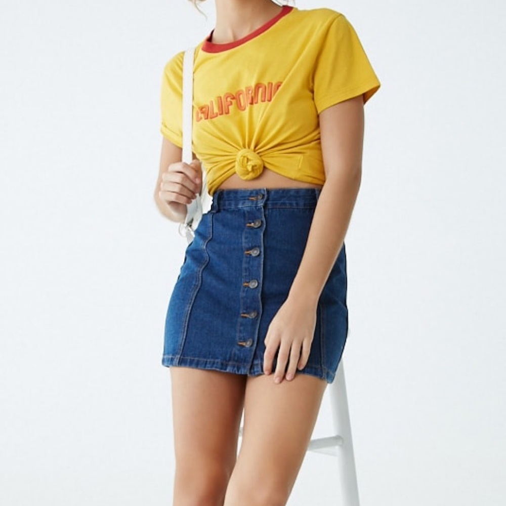 Forever 21 Button Front Denim Skirt